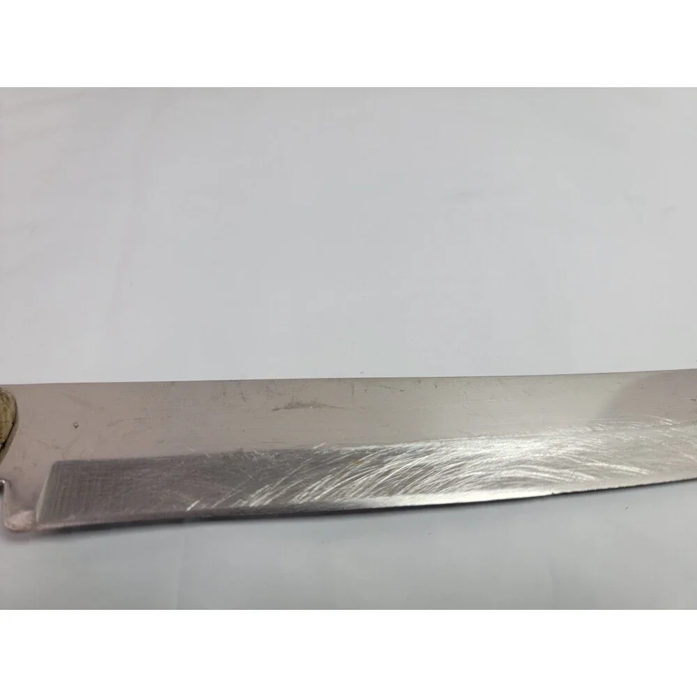 Vintage Flint Stainless Vanadium USA 7.25” Carving Slicing Knife Wood Handle